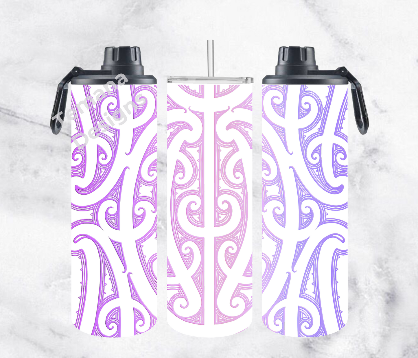 20oz Tumbler Water Bottle 2in1 - Māori Art